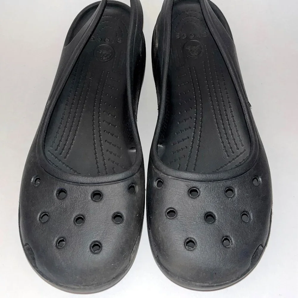 Crocs Black Flat Ballet Shoes - Picture 1 of 4